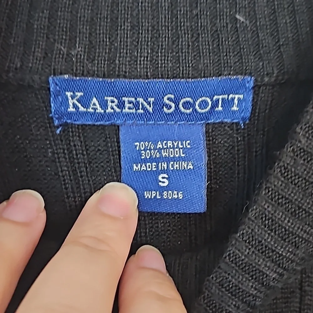 Karen Scott Black Wool Knit Sweater Small